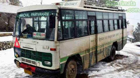 HRTC-Bus to janjehli from Mandi-Snow-Operations-Himachal-Roadways